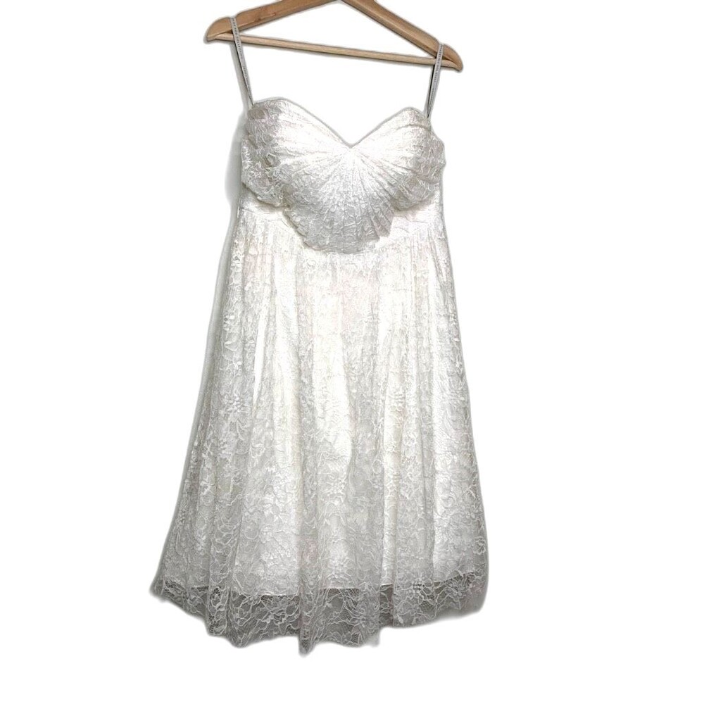 Anthropologie White Lace Backless Spaghetti Strap Dress